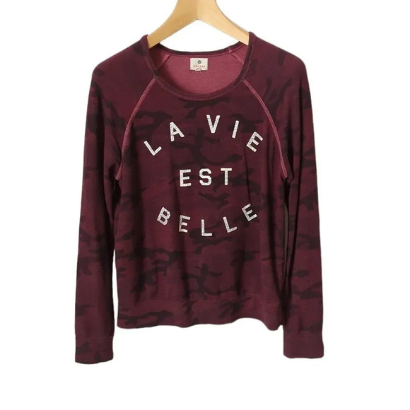 Sundry La Vie Est  Belle Camo Sweatshirt - Picture 2 of 5